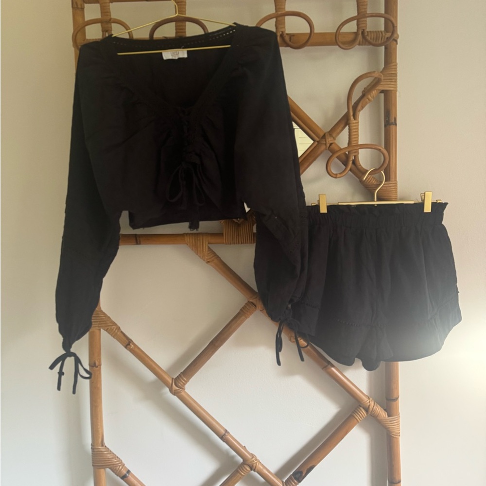 Lucca Black Cropped Shorts Set